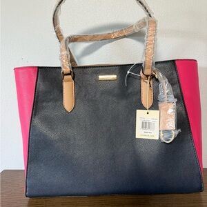NWT Trina Turk Elegant Navy and Pink Tote Bag